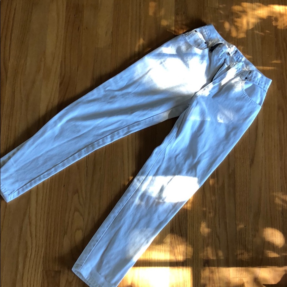 High waisted white jeans